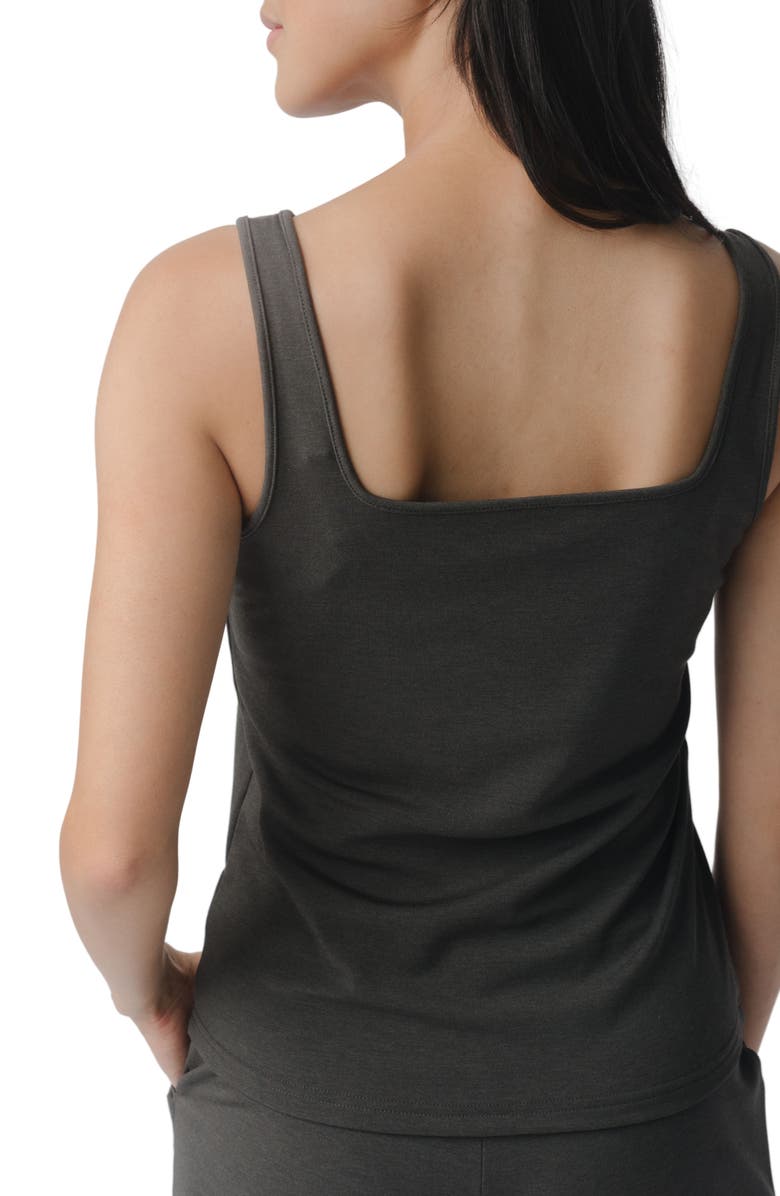 Cozy Earth Ultrasoft Square Neck Pajama Top, Alternate, color, Charcoal