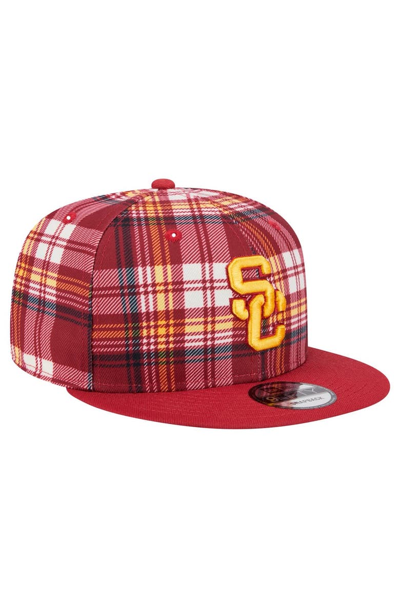 New Era Men's New Era Crimson USC Trojans Plaid 9FIFTY Snapback Hat, Alternate, color, Crimson