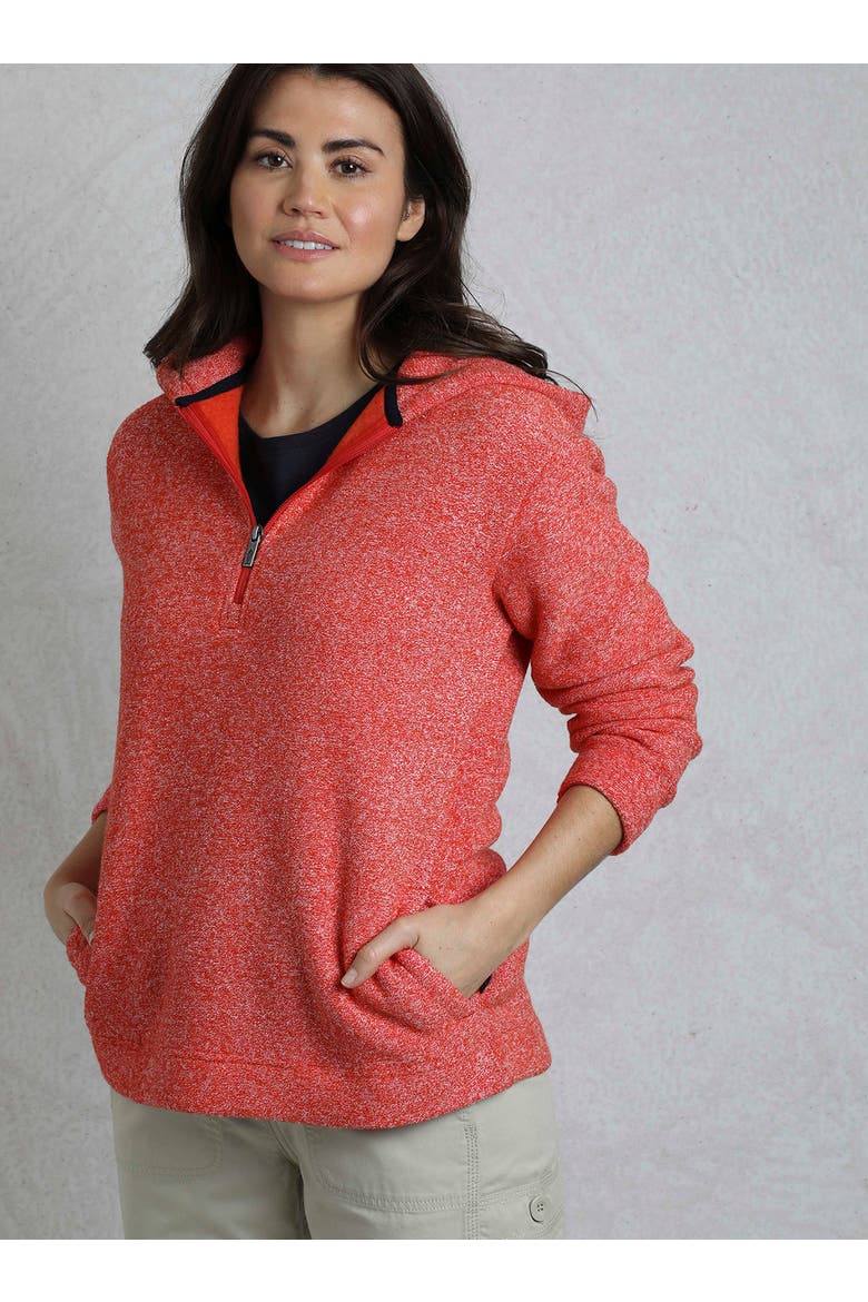 Alisa 1/4 Zip Snow Marl Fleece Hoodie, Main, color, Tango Red