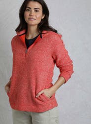 Weird Fish Alisa 1/4 Zip Snow Marl Fleece Hoodie