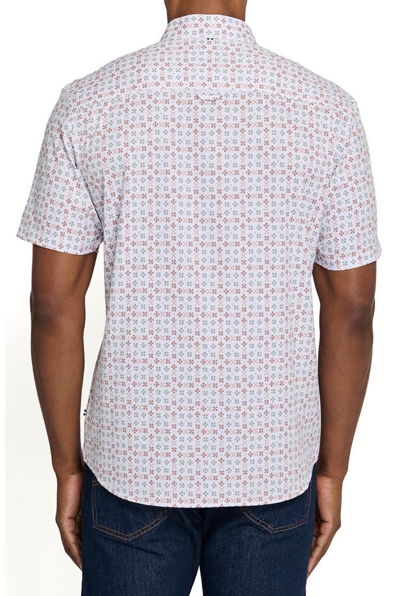 Park Slope Petals Short Sleeve Button Down Performance Shirt, Alternate, color, WHITE/GREEN