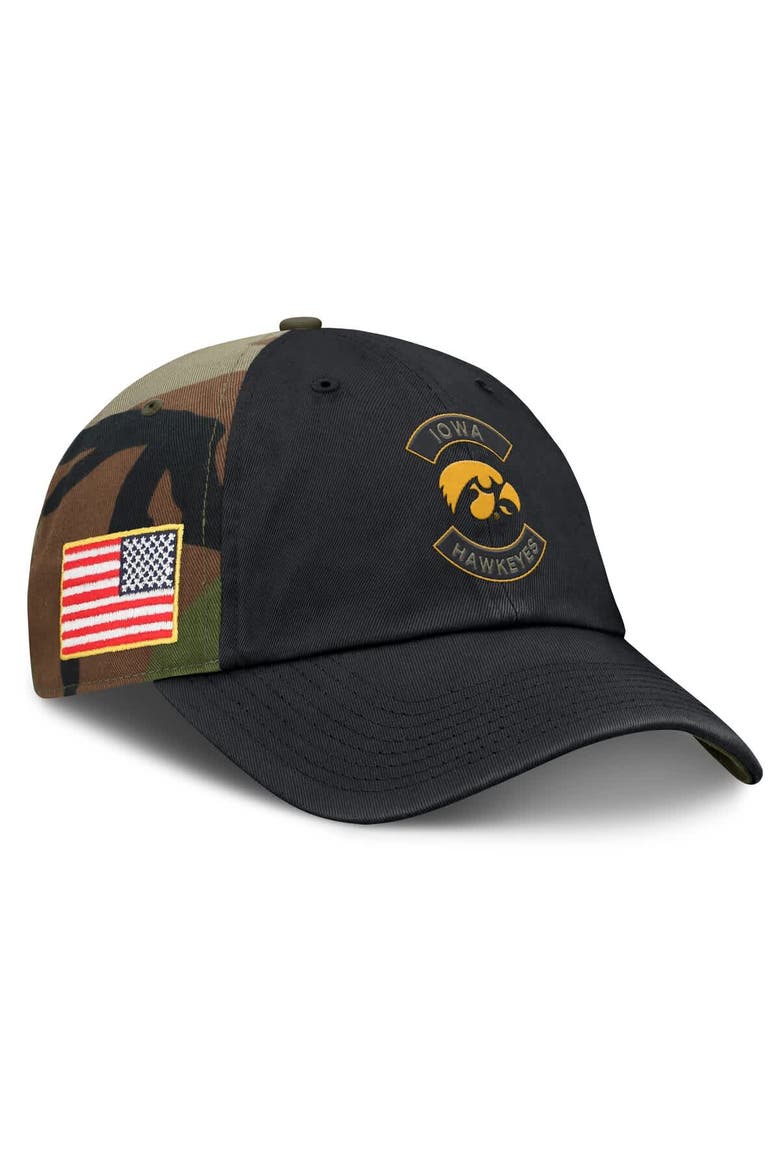 Men's Nike Black/Camo Iowa Hawkeyes 2025 Military Appreciation Club Adjustable Hat, Alternate, color, Black