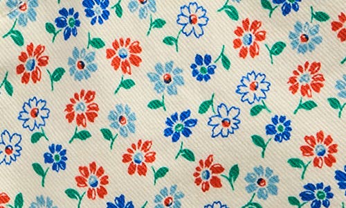 Mini Boden Kids' Floral Denim Shorts In Vanilla White Vintage Daisy