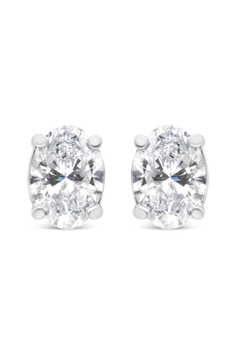14K White Gold 1.00 Ct Lab Grown Oval Solitaire Diamond Stud Earrings, Alternate, color, White