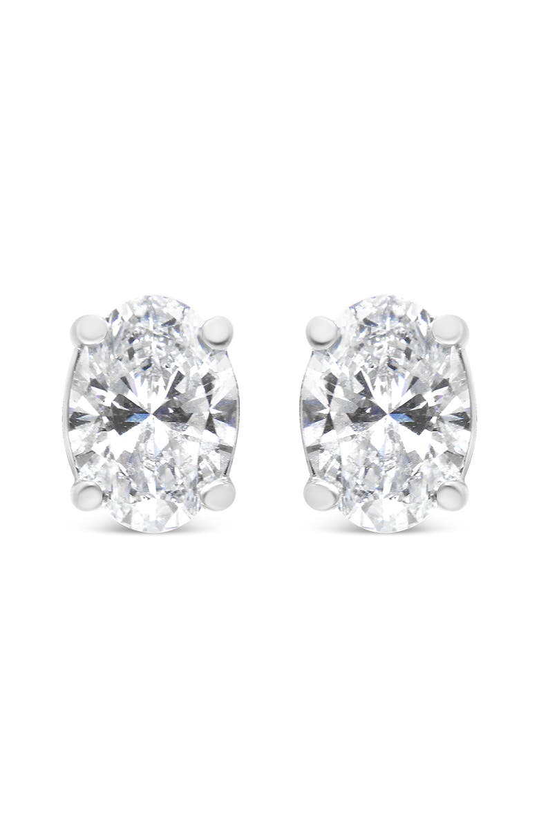Haus of Brilliance 14K White Gold 1.00 Ct Lab Grown Oval Solitaire Diamond Stud Earrings, Alternate, color, White