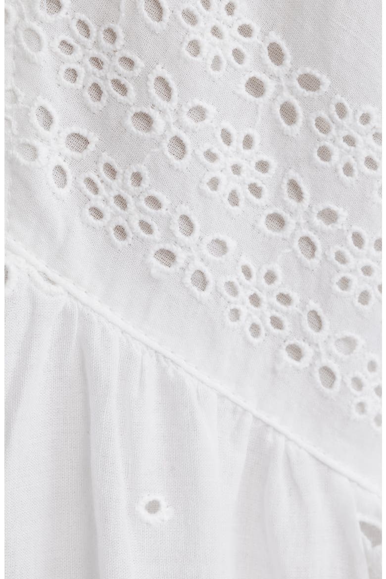 Eyelet Flutter Sleeve Cotton Minidress, Alternate, color, WHITE
