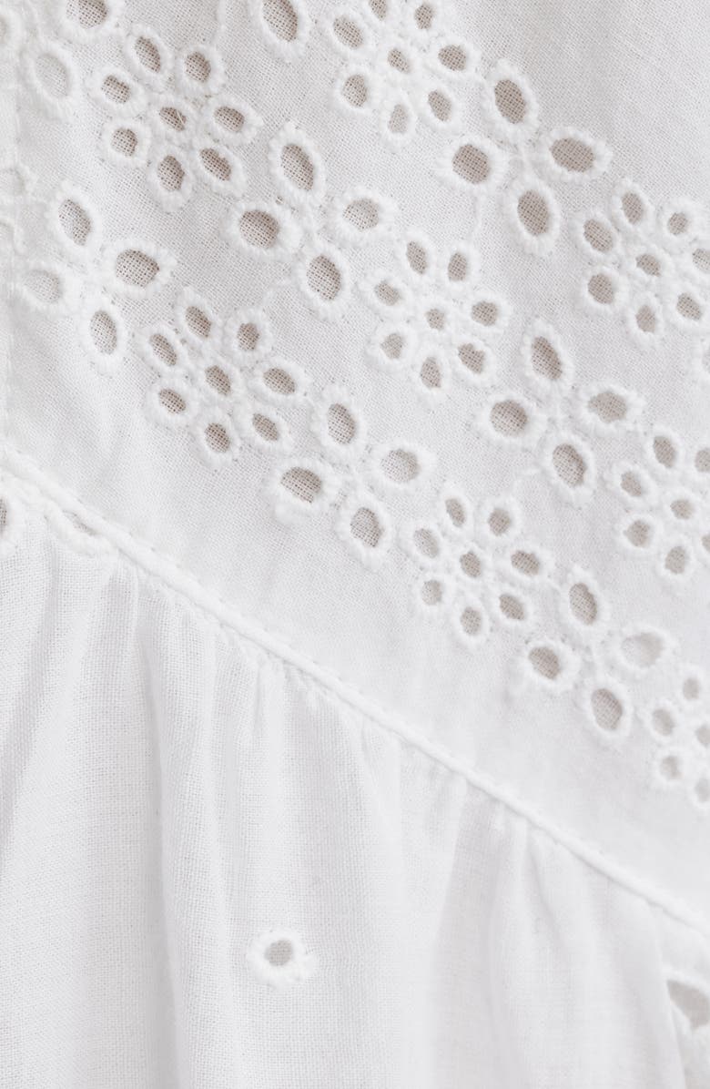 Madewell Eyelet Flutter Sleeve Cotton Minidress, Alternate, color, White