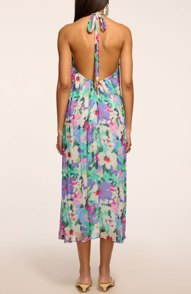 Ramy Brook Harley Floral Print Silk Halter Dress, Alternate, color, Capri Garden