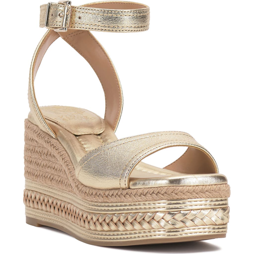 Vince Camuto Lilla Ankle Strap Platform Wedge In Brown