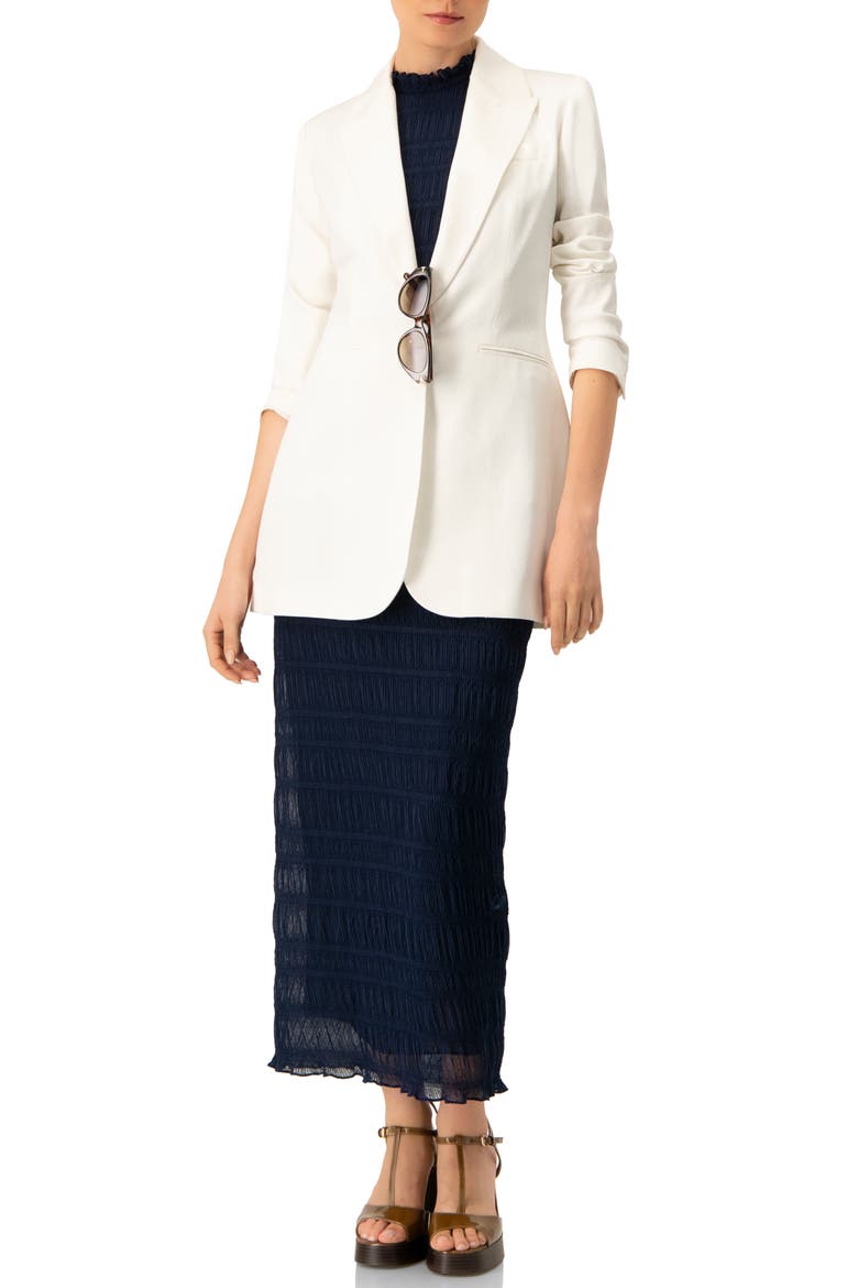 Single Button Cotton Blazer, Alternate, color, White