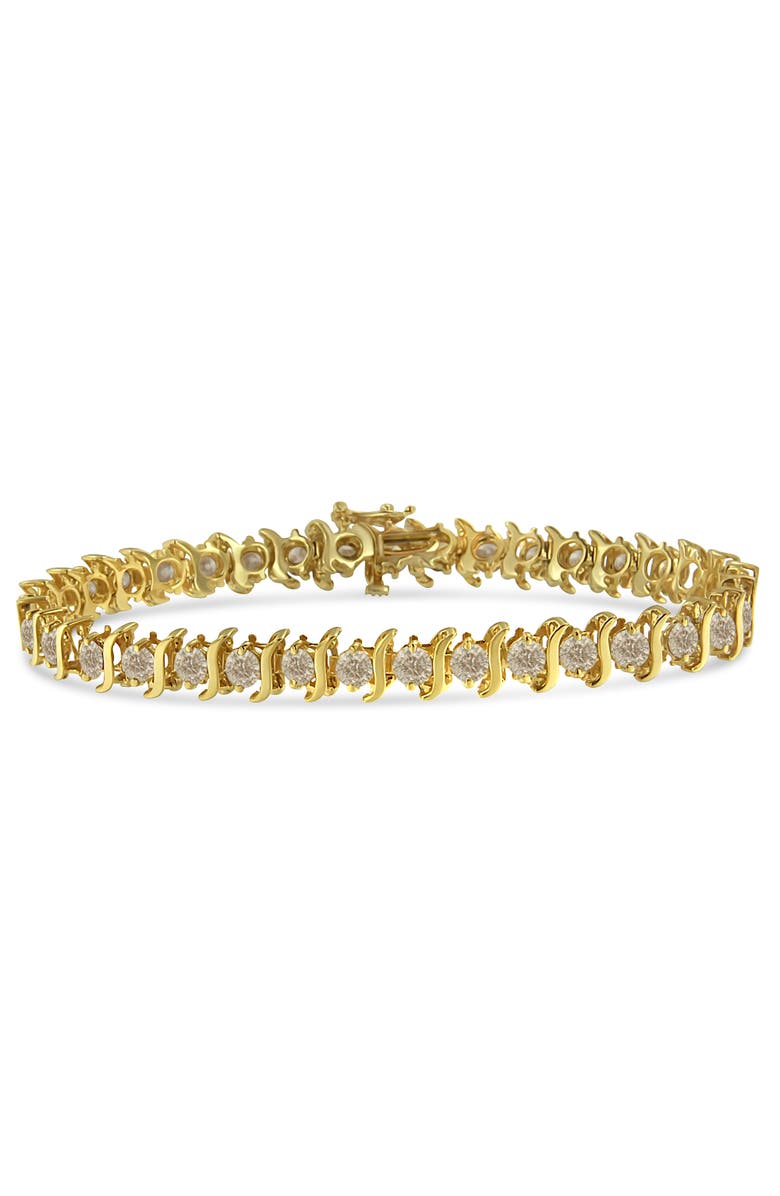 Haus of Brilliance 10K Yellow Gold Plated Silver 7.0 cttw 2-Prong Set Diamond "S" Link Bracelet, Main, color, Yellow
