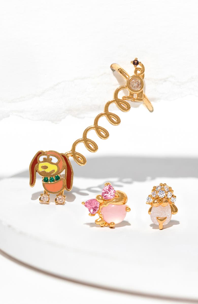 Girls Crew x Disney<sup
®</sup
 Pixar Toy Story Slink Dog Single Stud 
Cuff Earring, Alternate, color, Gold