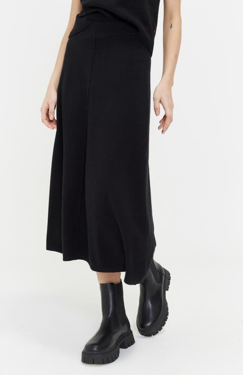 Wool Cashmere Midi Skirt
