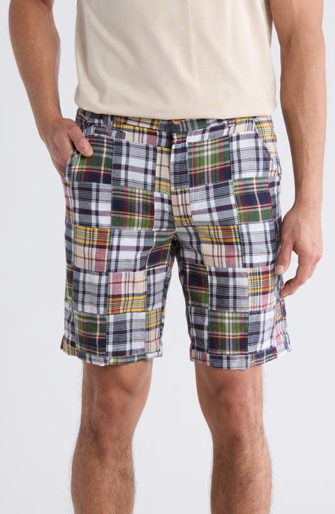 Patchwork Madras Flat Front Shorts