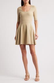 BOSS Frankina Rib Fit & Flare Dress