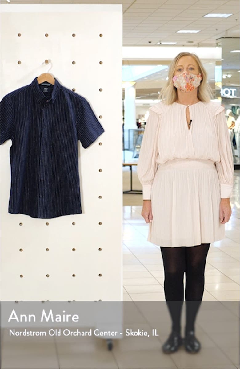 Slim Fit Stripe Short Sleeve Button-Down Shirt, sales video thumbnail