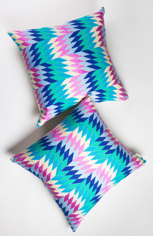 ARCHIVE NEW YORK ARCHIVE NEW YORK ALMOLONGA BLUE DIAMOND HANDWOVEN BROCADE COTTON THROW PILLOW