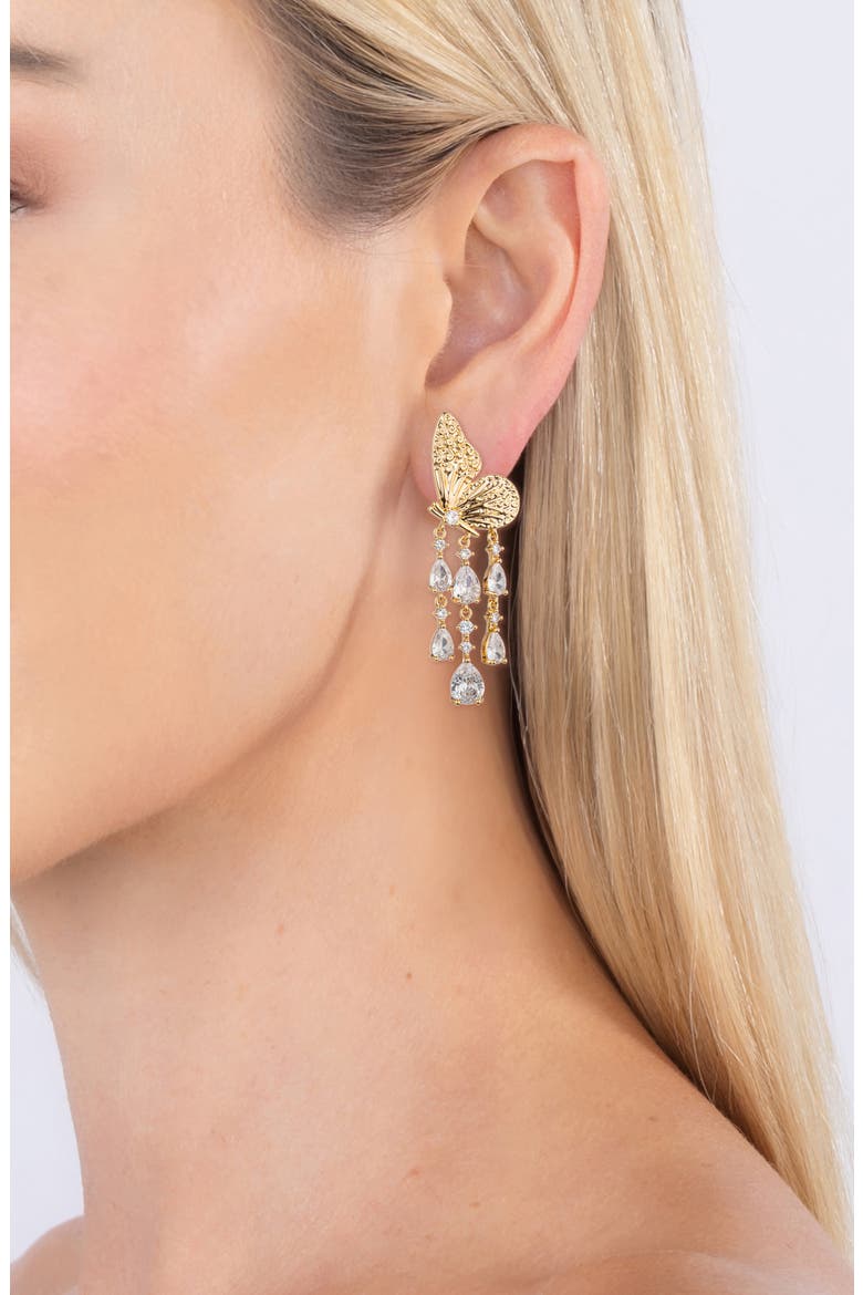 Monarch Butterfly Drop Earrings, Alternate, color, GOLD