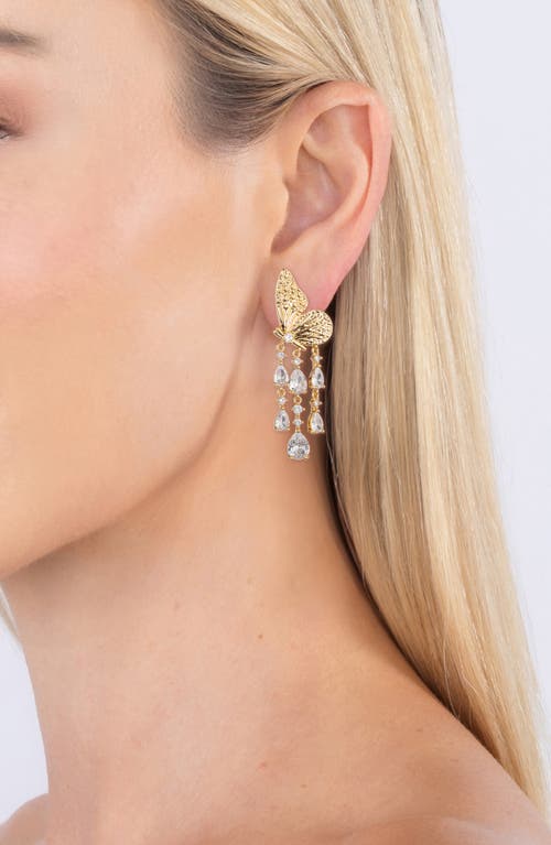 Eye Candy Los Angeles Monarch Butterfly Drop Earrings In Gold