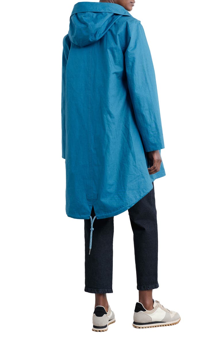 Seafaring Waterproof Linen & Cotton Hooded Coat, Alternate, color, SHORE
