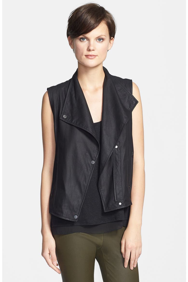 'Paper' Leather Vest, Main, color, BLACK