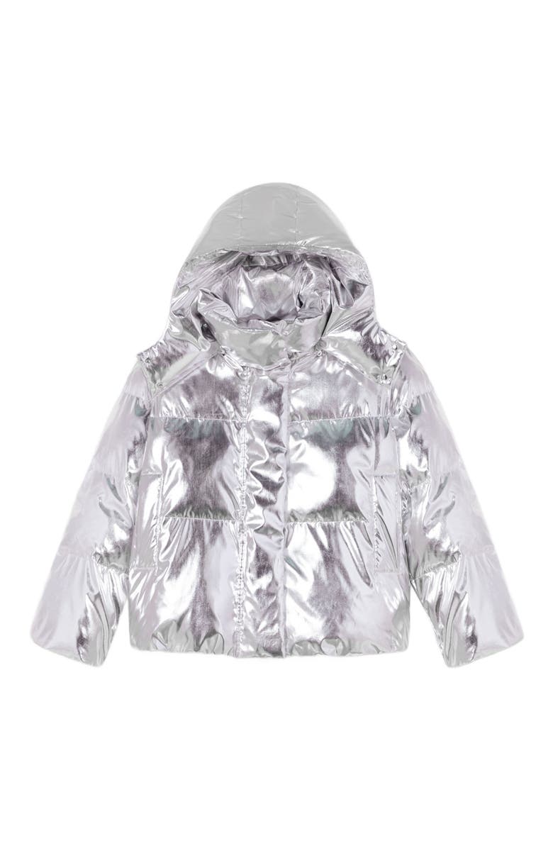 maje Silver hooded jacket, Alternate, color, 