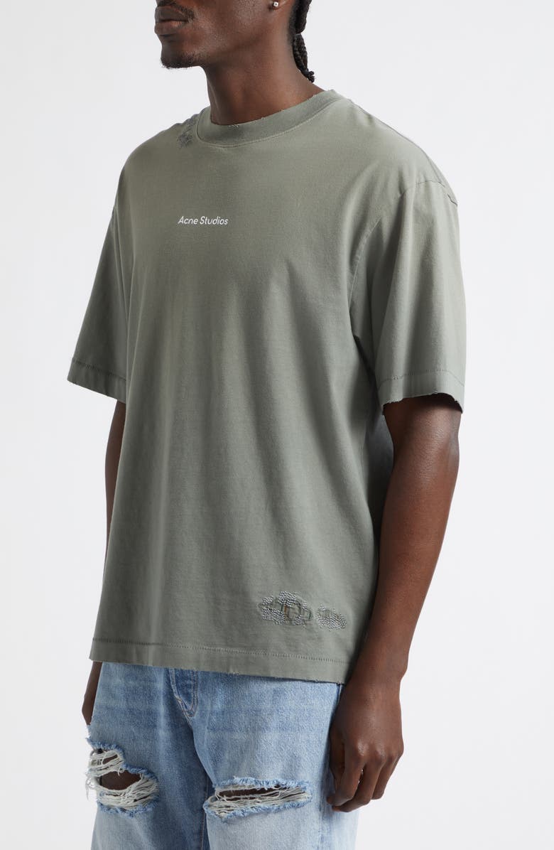 Acne Studios Gender Inclusive Exford U Stamp Mending Midsummer Graphic T-Shirt, Alternate, color, Slate Grey
