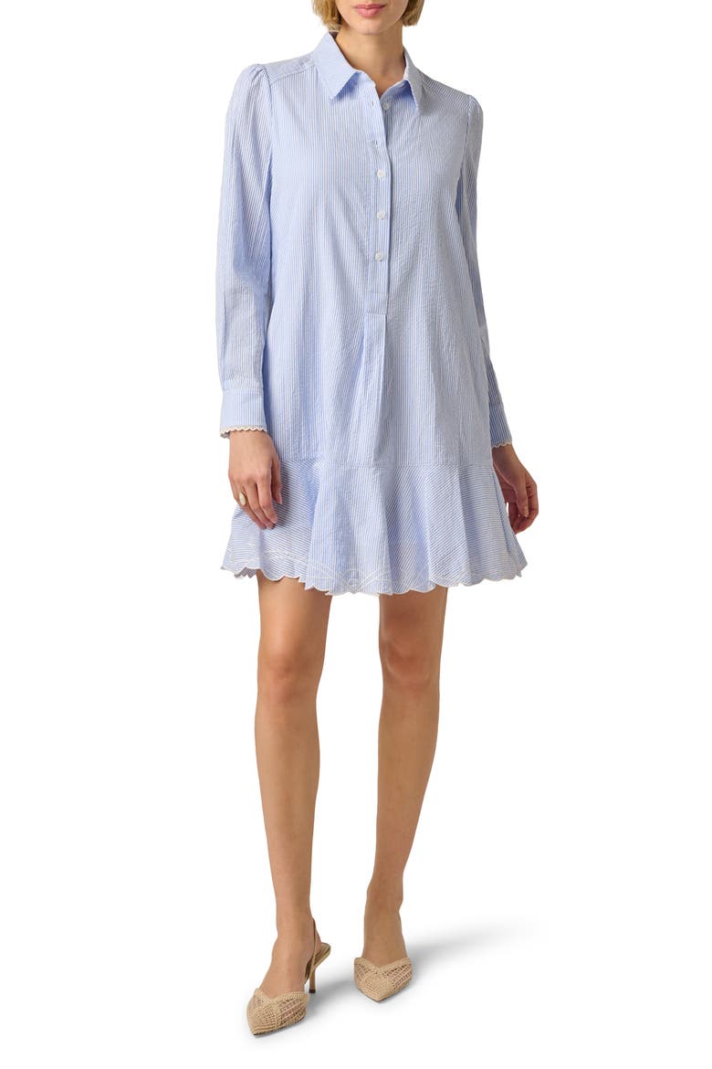 Hailey Stripe Button-Up Shift Shirtdress, Main, color, BLUE/ WHITE