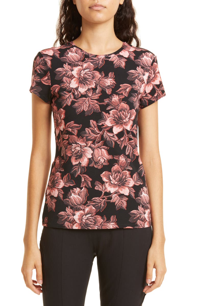 Ted Baker London Clari Floral Stretch Cotton T-Shirt, Main, color, 