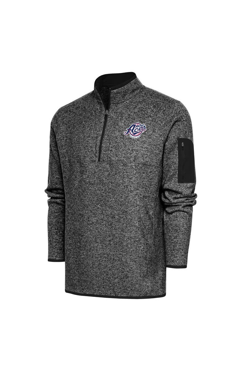 ANTIGUA Men's Antigua  Heather Black Reno Aces Fortune Quarter-Zip Pullover Jacket, Main, color, 