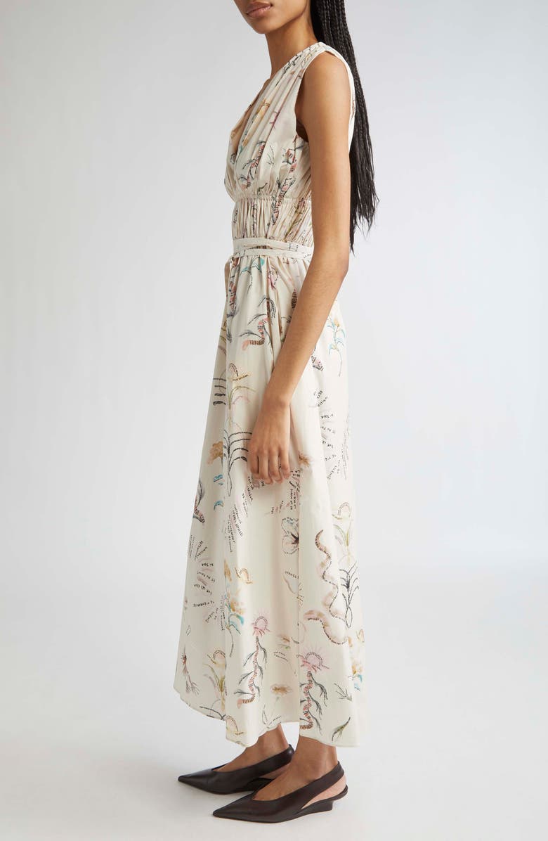 Altuzarra Fie Figurative Tattoo Print Midi Dress, Alternate, color, Ivory Tattoo Allover