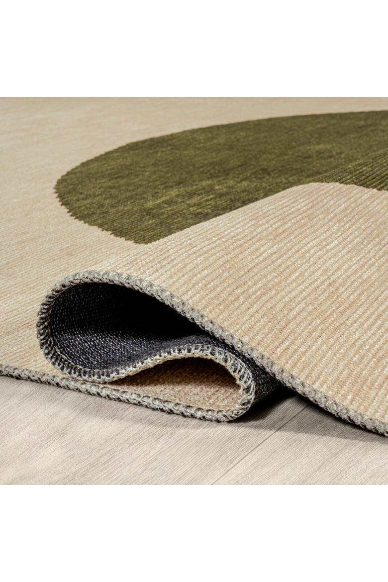 Cirkel Minimalist Geometric Dot Machine-Washable Area Rug, Alternate, color, Cream/Green