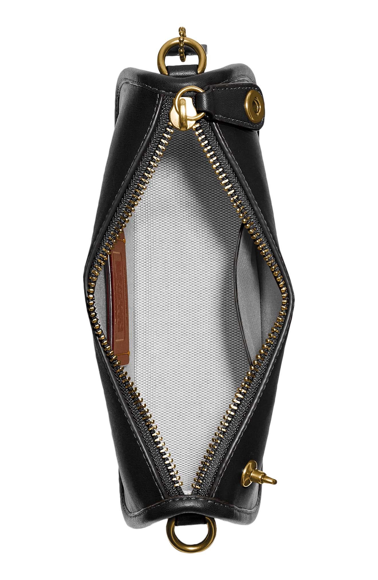 COACH Swinger Glovetanned Leather Shoulder Bag, Alternate, color, Brass/ Black