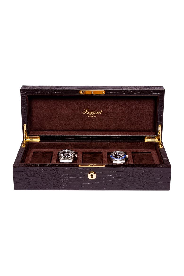 BROMPTON FIVE WATCH BOX, Main, color, Brown