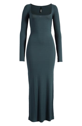 Skims Soft Lounge Long Sleeve Dress In Green