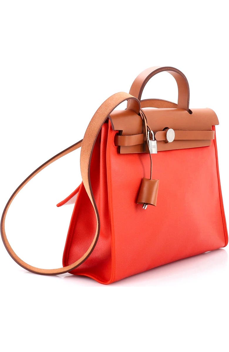 Pre-Owned Hermes Herbag Zip Berline Vache Canvas and Leather 31, Alternate, color, Orange Mecano