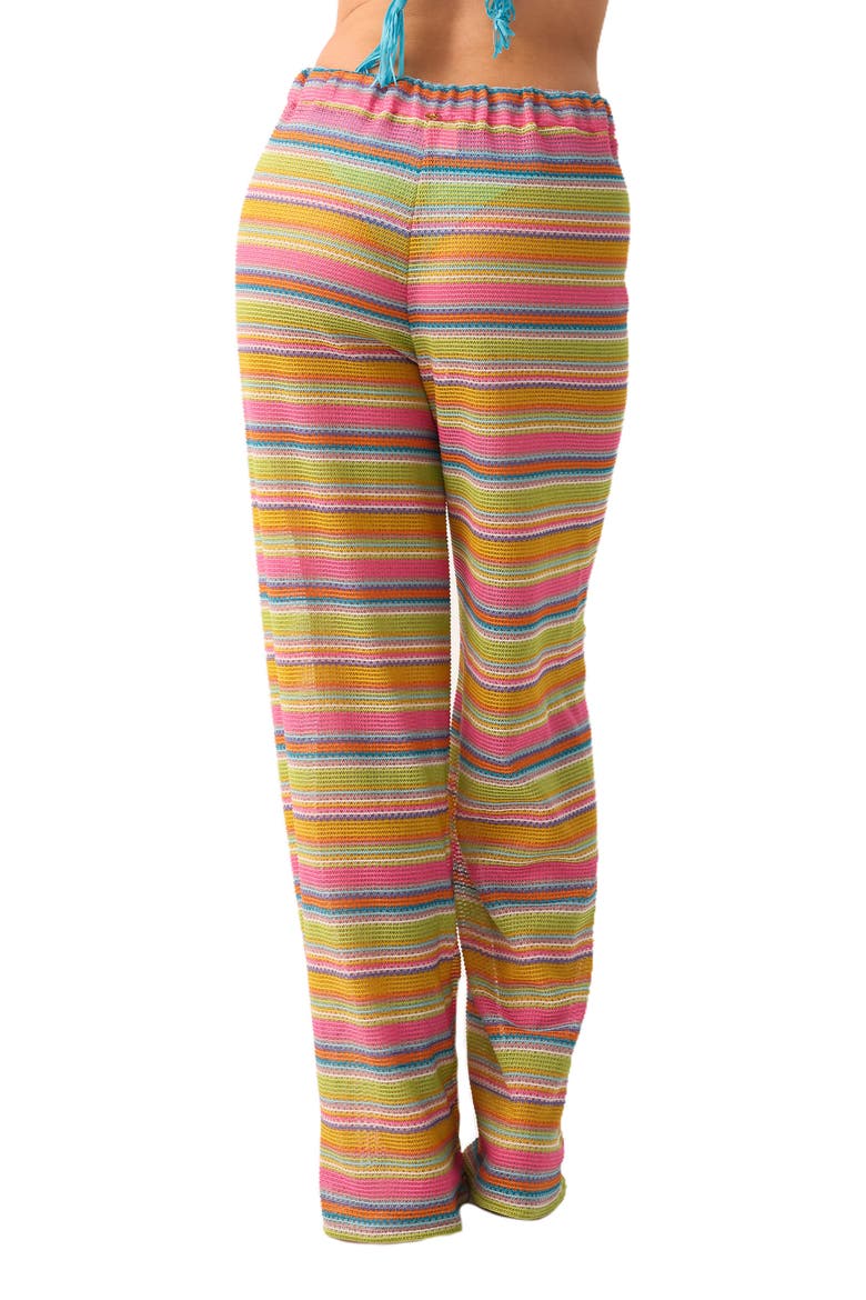 Meg Stripe High Waist Cover-Up Pants, Alternate, color, RAINBOW