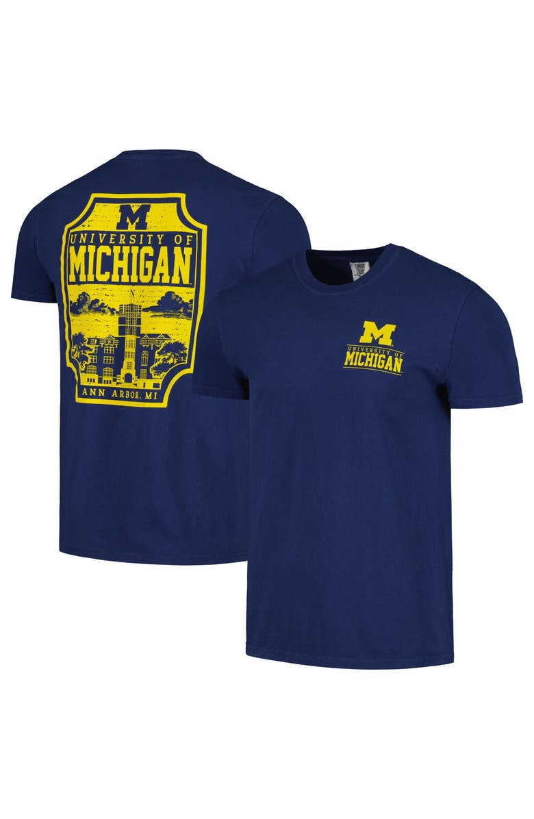 IMAGE ONE Men's Navy Michigan Wolverines Campus Badge Comfort Colors T-Shirt, Main, color, 