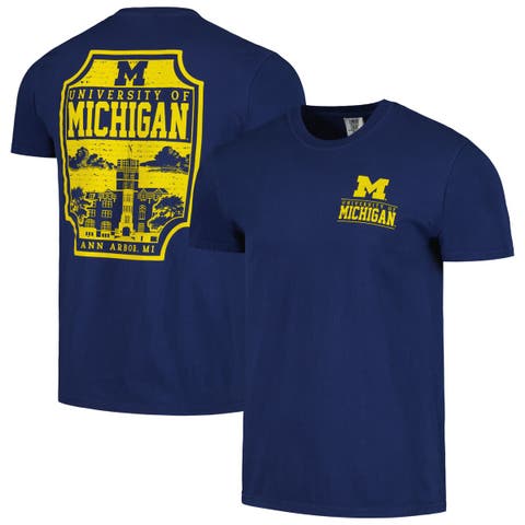 Men's Navy Michigan Wolverines Campus Badge Comfort Colors T-Shirt