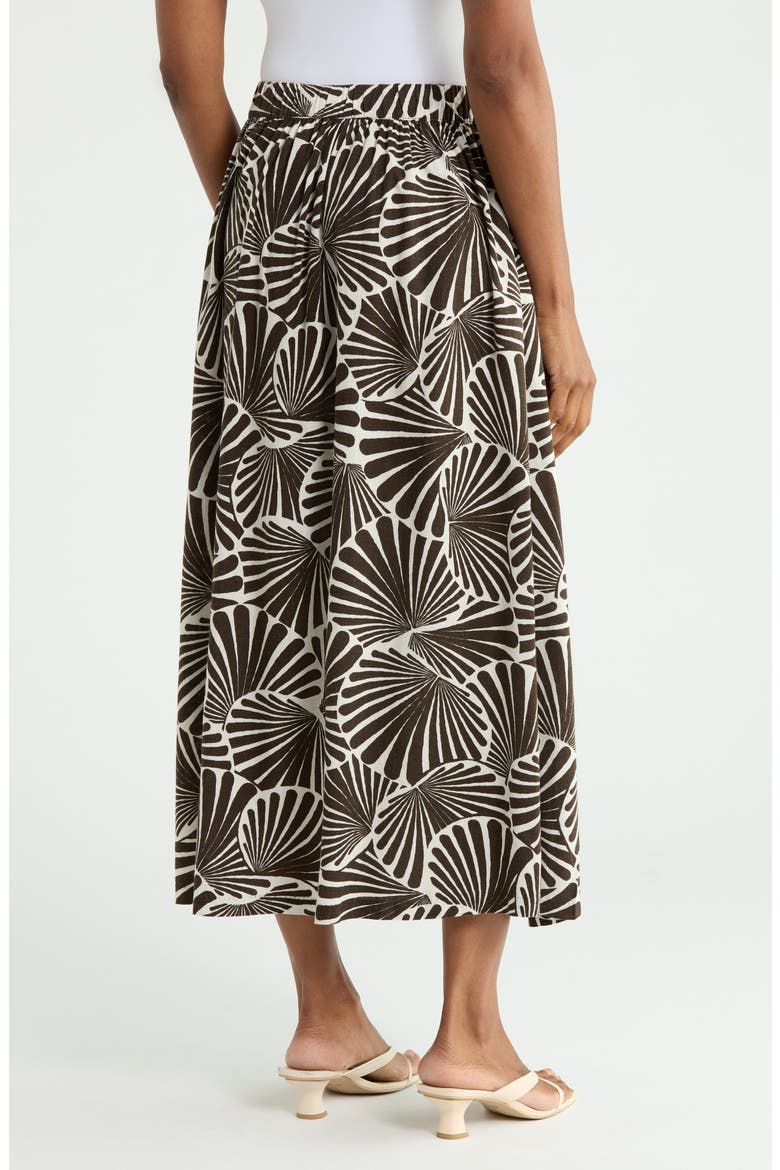 Printed Full Midi Skirt, Alternate, color, BROWN/ NATURAL