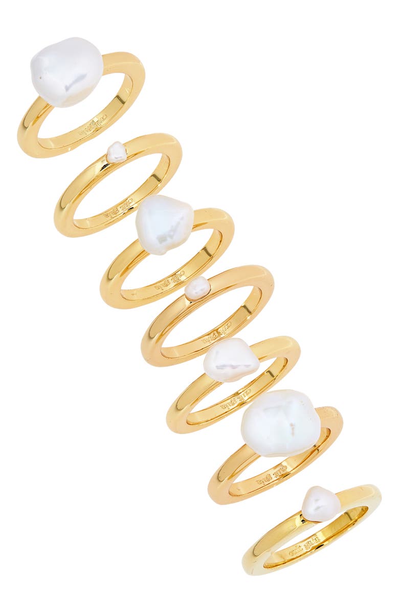 Cult Gaia Irma Set of 7 Cultured Pearl Rings, Main, color, 
