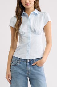 BP. Ruched Empire Waist Button Shirt