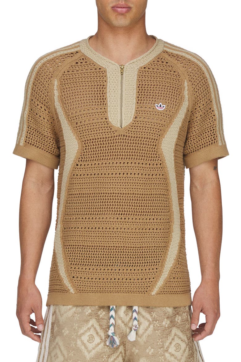 x CLOT Short Sleeve Quarter Zip Sweater, Main, color, CARDBOARD