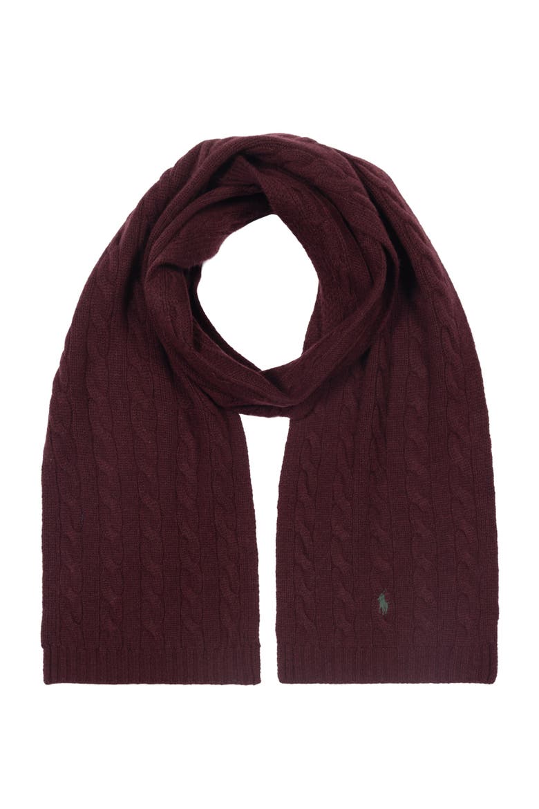 Cashmere Blend Cable Scarf, Main, color, Aged Wine Htr