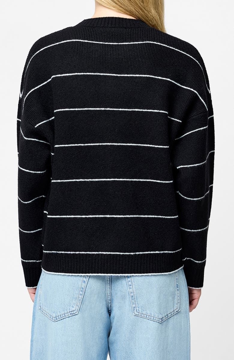 French Connection Riddley Stripe Relaxed Fit Sweater, Alternate, color, Black-Porcelain Cream