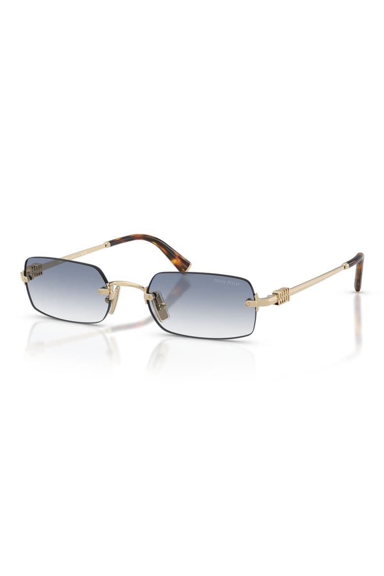 52mm Rectangular Sunglasses, Alternate, color, PALE GOLD / CLEAR / LIGHT BLUE