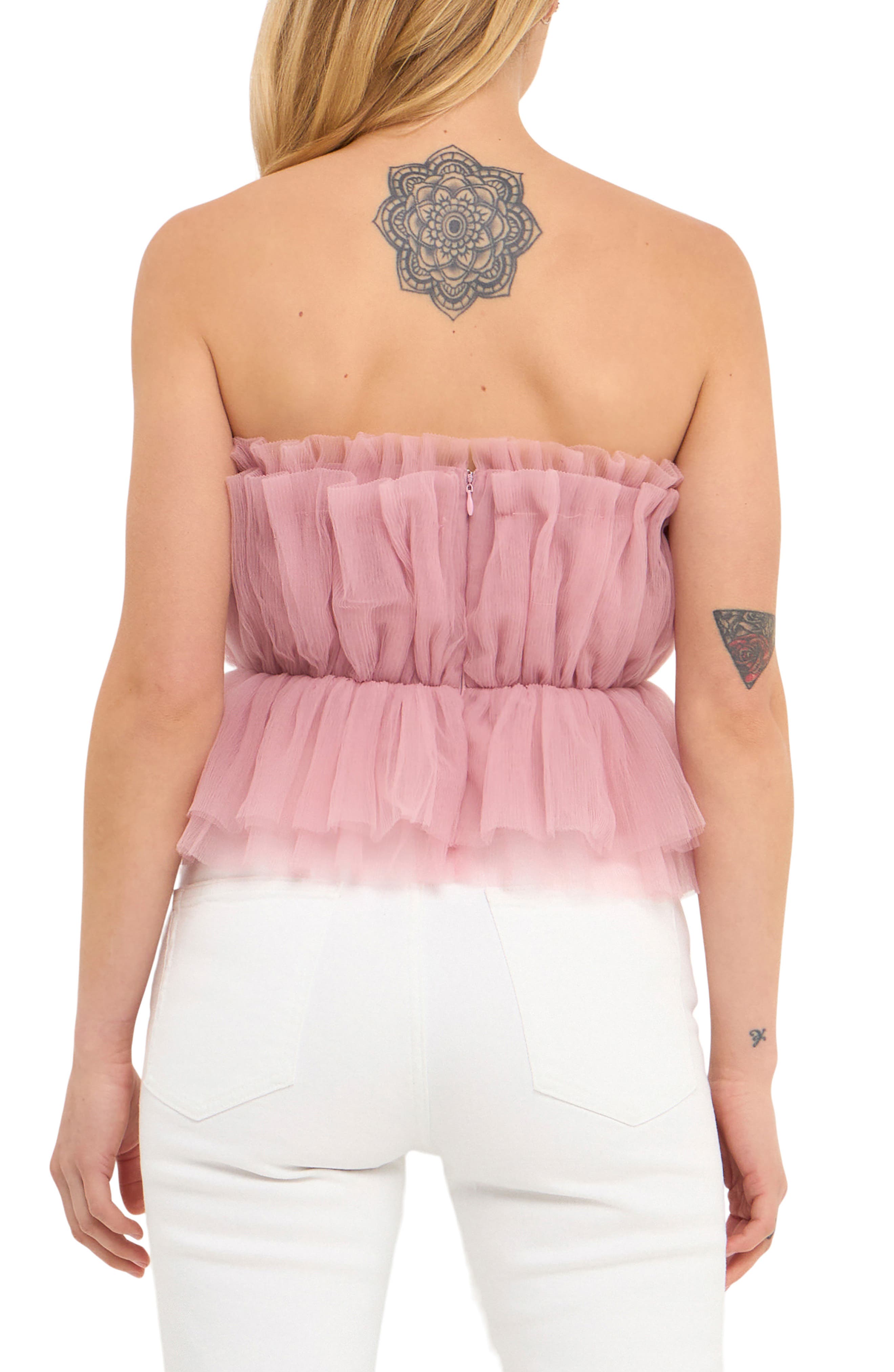 Strapless Tulle Peplum Top - image 2