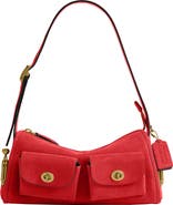 COACH Turnlock Haversack Suede Shoulder Bag