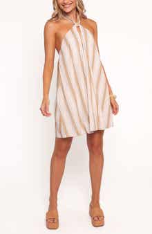 Petal & Pup Callista Stripe Cotton Halter Minidress