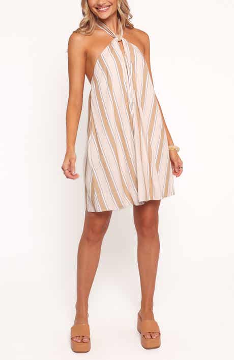 Petal & Pup Callista Stripe Cotton Halter Minidress